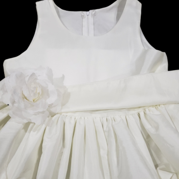 Girls Ivory shantung dress tea length - Picture 2 of 3
